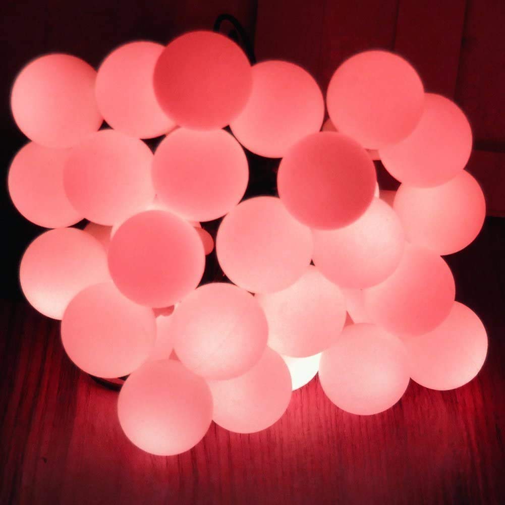 Hgwuokua Red Solar Outdoor String Lights, 6.5M 30Led Ball Fairy Lights Solar Grobe Bulb String Lights Waterproof For Garden (Red)