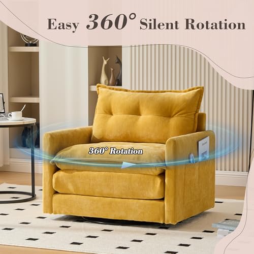 Sillón Plegable Chenille Mostaza miniatura 3