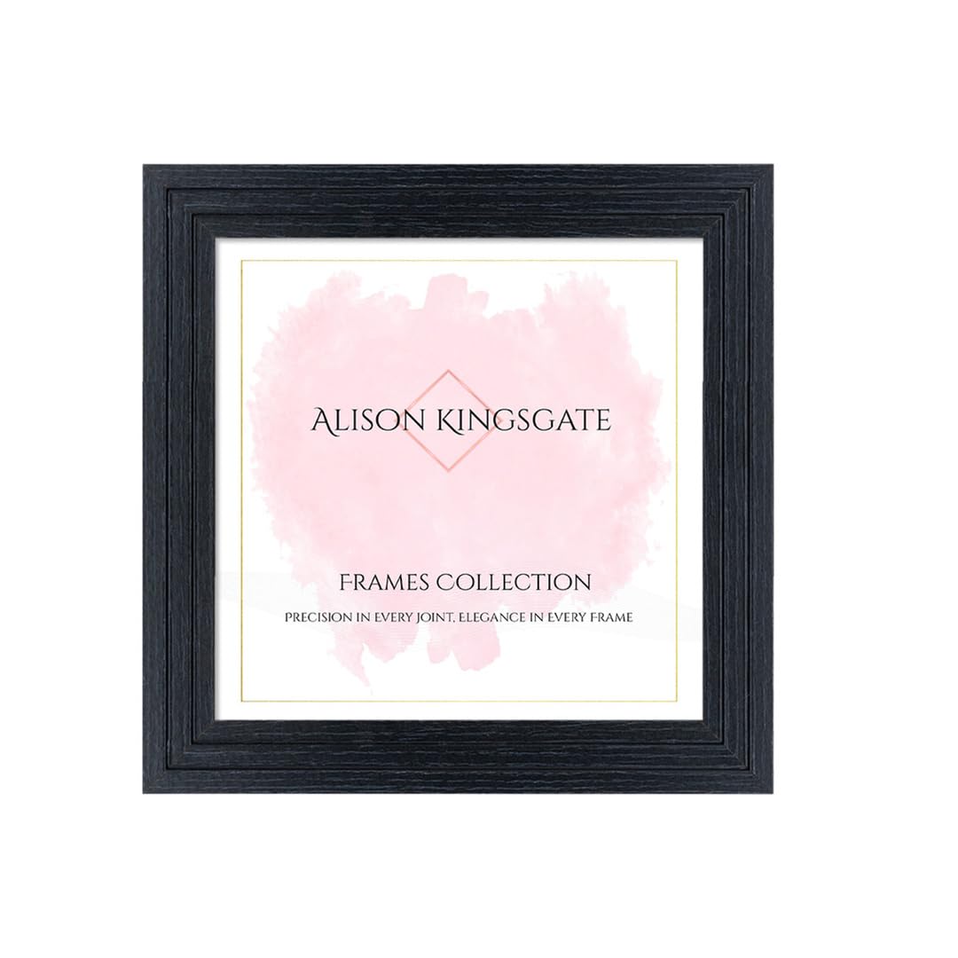 Alison Kingsgate Step 30X30CM Black Picture Frames - Engineered Wood Photo Frame with Shatterproof Perspex - Suitable for Wall Hanging or Tabletop Display - Available Sizes A0 to 100X90CM