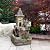 Alpine Corporation USA1164 Outdoor Floor Tiered Fairy Castle Waterwheel Water Fountain with Realistic Stone Look, 35", Brown