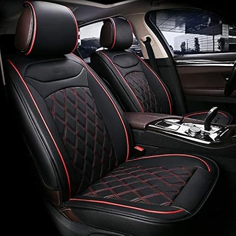 AB1 flexzon Universal Quality Deluxe Black PU Leather Front Car Seat Covers Padded Cushions Cover