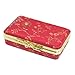 Ruilogod Frauen Gold Tone Clutch Verschluss Rot Gestickte Blumendruck Schmuckkästen