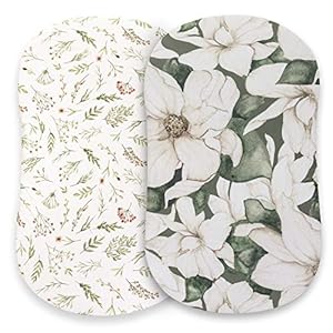 Pobibaby – 2 Pack Premium Bassinet Sheets for Standard Bassinets – Ultra-Soft Cotton Blend, Stylish Floral Pattern, Safe…