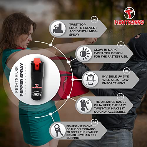 Fightsense Women Self Defense Kit W/Pepper Spray And Lipstick Stun Gun W/Flashlight, 25Burst, 1.6Μc Painful Charge, Rechargeable Battery, Includes Keychain Leather Pouch(Pink/Pbspray) #TOP5