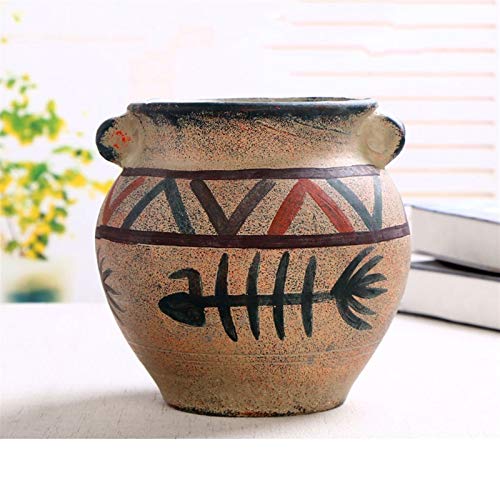 YUXINYAN Blumentopf Balkon Sukkulente Blumentopf Kreative Pflanze Keramik Blumentöpfe, mittlere einfache Steinzeug-Persönlichkeit mediterraner Blumentopf Runder Blumentopf PflanzküBel AußEn