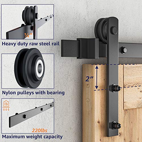 Image of SMARTSTANDARD 8ft Sliding Barn Door Hardware kit, Fit 42-48 inch W DoorPanel
