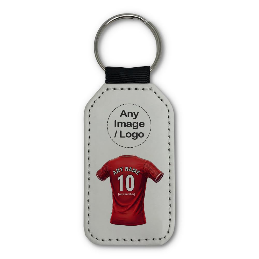 UNIGIFT Personalised Gift - West Bridgford 79 80 Football Fan White Rectangle Keyring (Red Jersey Design) Custom Name Keychain - Nottingham NG2 Club