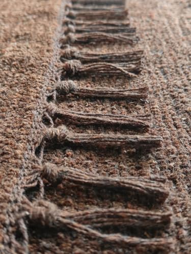 Image of Pooja Pure Cotton Hand Knitted Reversible Aasan Mat (Brown, 19 inchx19 inch | 48x48cm)