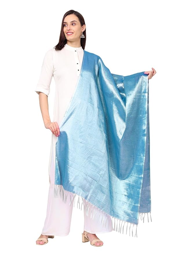 !pts! Soild Silk Plain Dupatta | Shiny Jari Dupatta | Length 2.25m
