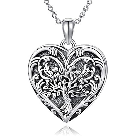 SOULMEET Personalized Tree of Life Heart Locket Sterling Silver Necklace That Holds 2 Pictures Memory Vintage Photo Lockets (Locket Only) Cover