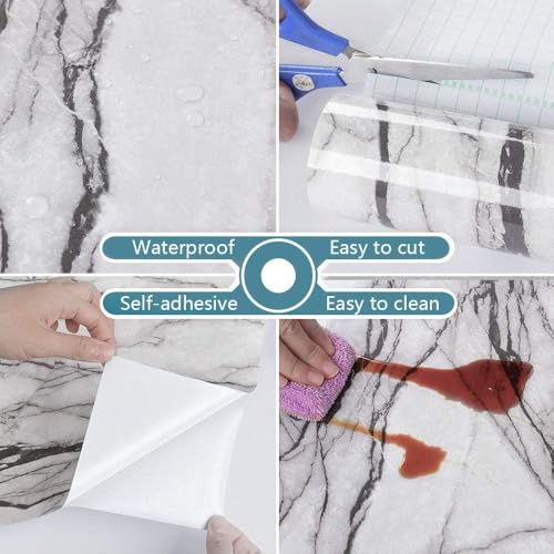 Image of WALLMATE Marble Wallpaper Self Adheisve Marble Wallpaper Waterproof Countertop Furniture Kitchen Marble Sticker (Rosso Crema, 24x96 Inch)