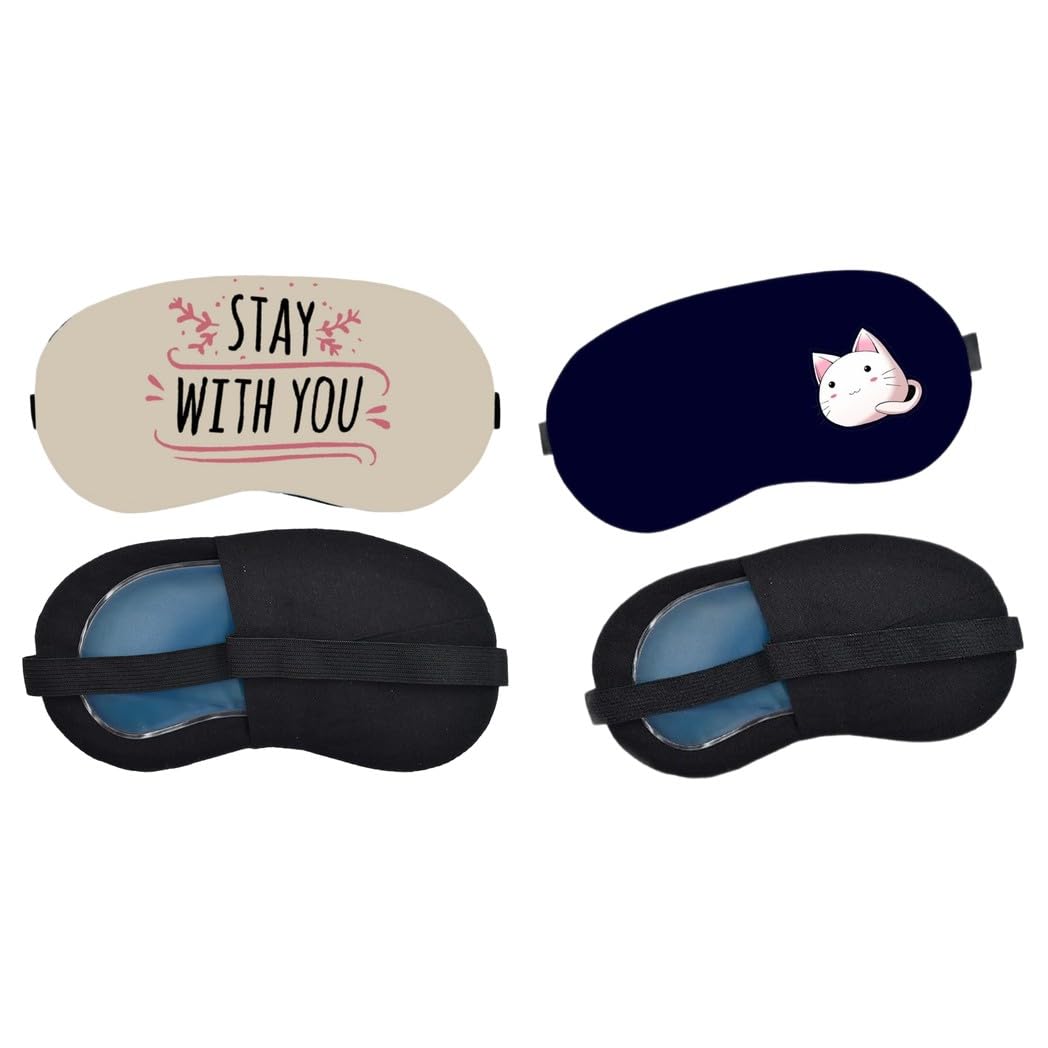 Aoxeria Stay With You Quote, Minimal White Cat Sleeping Mask Combo, Soft Comfortable Light-Blocking Eye Cover for Women, Men & Kids, Reusable Blindfold for Night Sleep, Nap, Travel (Pack of 2)-image-9