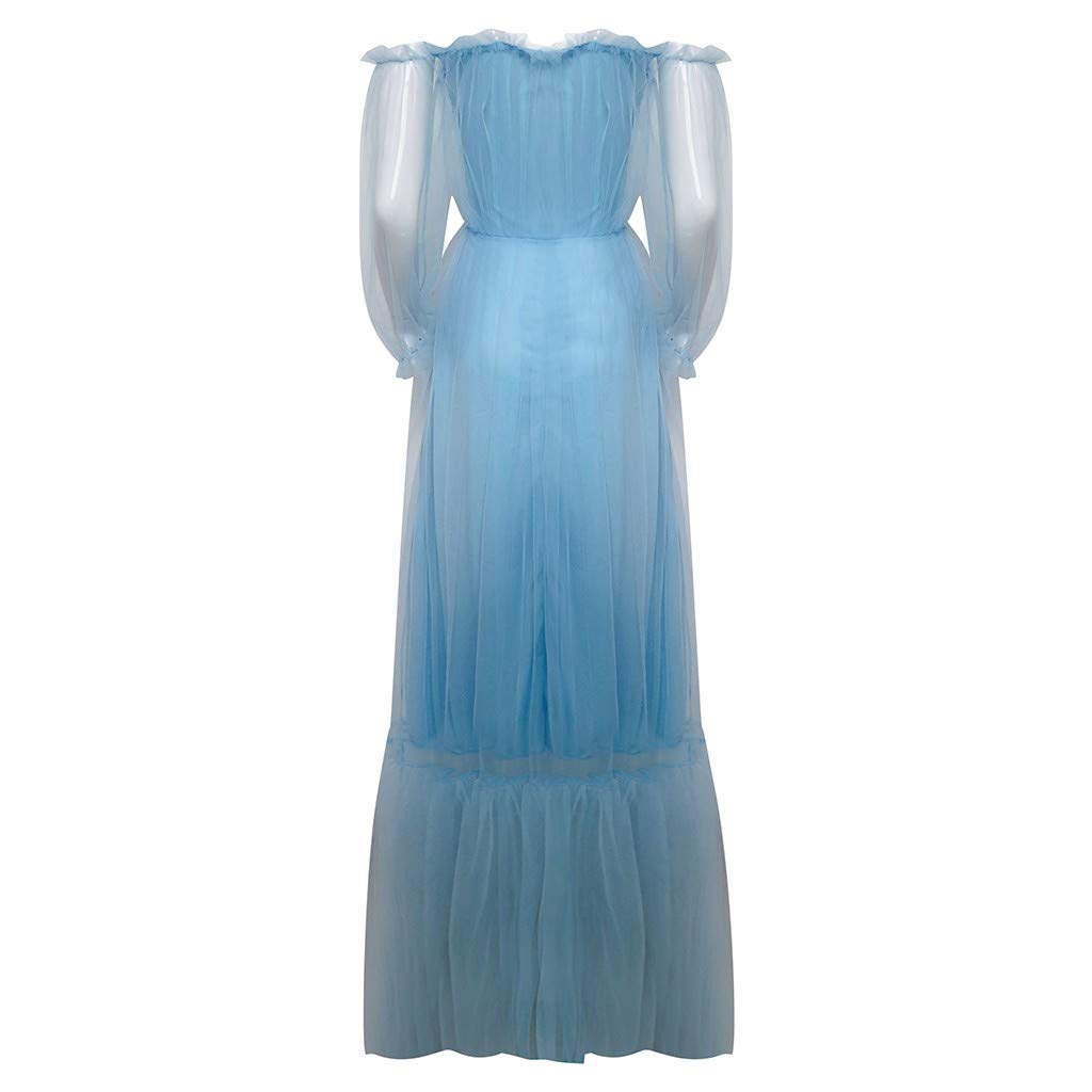 Vestido de noche para mujer, festivo, largo, elegante, para bodas, invitadas de boda, vestido de noche de gasa, línea A, cuello en V, vestido de fiesta, vestido de fiesta, largo hasta el suelo, A34