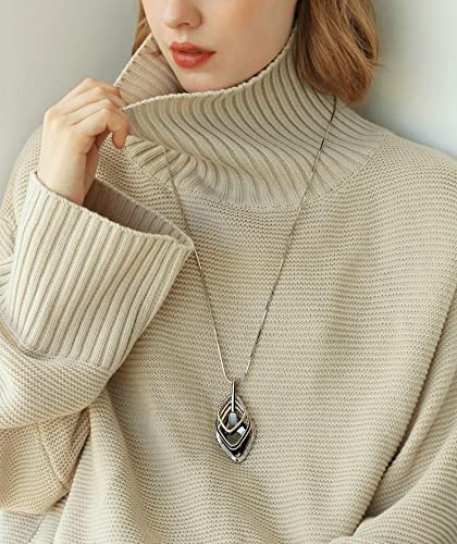 Nefefen Long Alloy Flower Rhinestone Sweater Chain, Round Bead Long Temperament Women's Sweater Chain, Jewelry For Womens-White K Color #TOP3