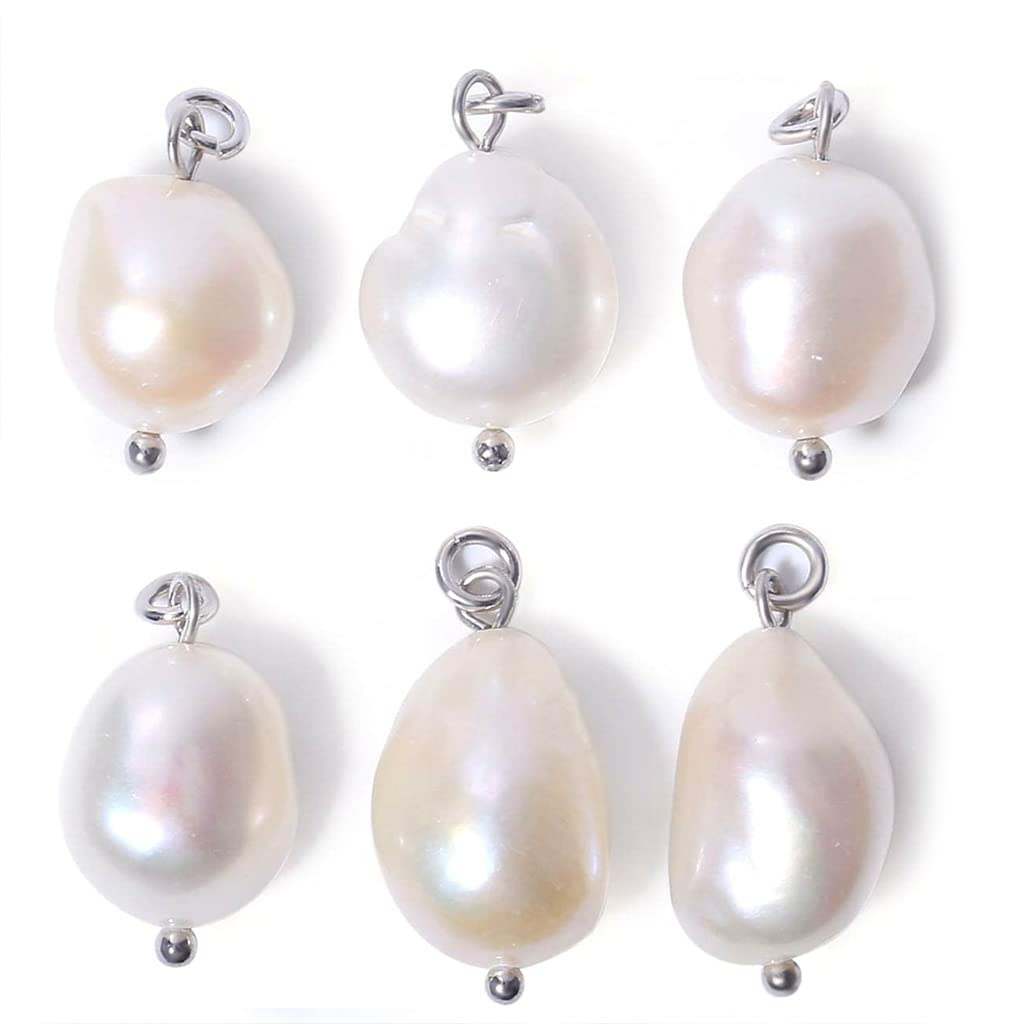 YINGhhh 6Pcs Freshwater Pearl Charms Irregular Shaped Pendant Loose Beads for Jewelry Making Earrings Freshwater Pearl Charms