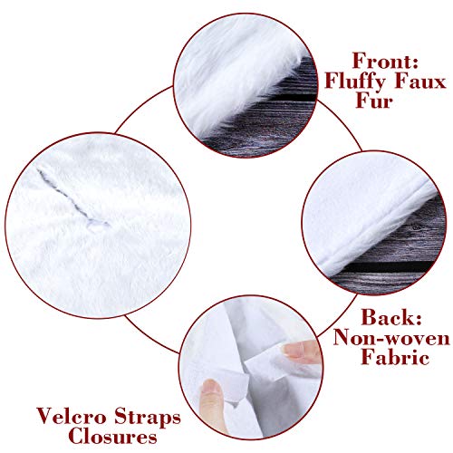 TOBEHIGHER Christmas Tree Skirt - 48 inches White Luxury Soft Faux Fur Tree Skirt, Pet Favors for Xmas Tree Decorations and Ornaments Fluffy Long Fur
