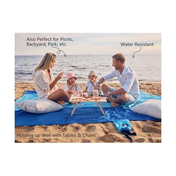   WEKAPO-Beach-Blanket-Sandproof-Waterproof-Extra-Large-Beach-Mat-Oversized-Compact-Sand-Free-Mat-Quick-Drying-Lightweight-Durable-with-6-Stakes-4-Corner-Pockets
