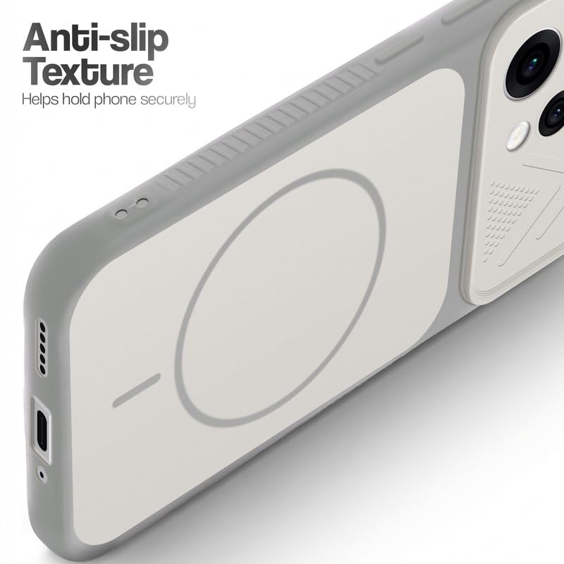 Image of Mr. Case Back Cover for Oppo Reno 15 5G | Ring Design Protective Case with Camera Cut Protection | Anti Slip Grip | Shockproof Mobile Cover - Grey-White