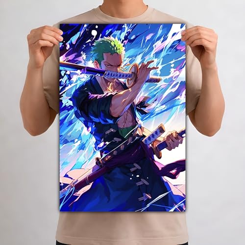 Image of Aniculture One Piece Anime Posters, Pack of 3, A3 Size (30x42 cm), 300 GSM, Adhesive Back, HD Prints, Wrinkle-Free, Luffy, Zoro, Sanji