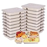 JAYEEY 40 OZ 5 Compartments disposable plates with PP Lids food container sets kids lunch box bento