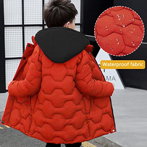 Happy Cherry Boy's Mid Long Winter Coat Quilted Down Puffer Parka Jacket Hooded Heavyweight Thicken Coats Outwear for Kids3