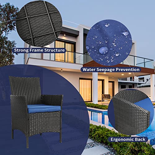 Kawivast Patio Furniture Set 3 Piece, Wicker Patio Furniture Sets, Outdoor Pe Rattan Furniture, Front Porch Furniture, All-Weather Patio Furniture, Balcony Furniture #TOP1