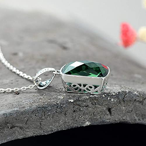 Pendentif argent sterling rétro cristal vert carré, le cadeau idéal de Saint-Valentin - 6