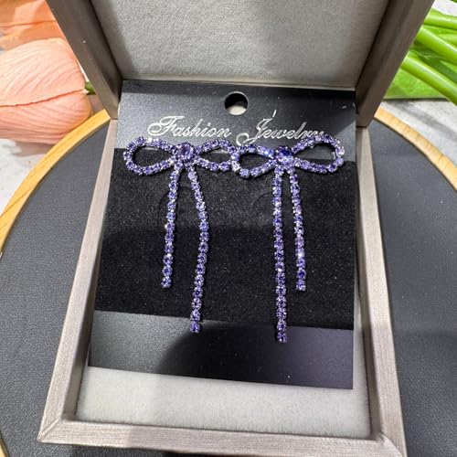Bow Earrings for Women Black Bow Earrings Silver Bow Rhinestone Earrings Red Bow Earrings Dangle Sparkly Earrings Coquette Earrings Purple Hot Pink Bow Earrings Christmas Earrings Bow Jewelry3