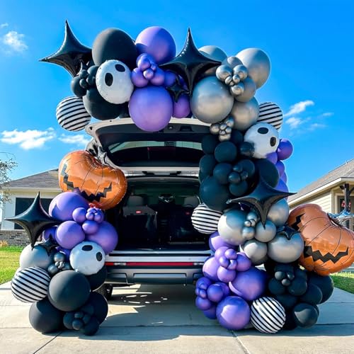 Image of Black Star Balloons,12Pcs Four Angle Star Foil Balloons | 26Inch and 10Inch Black Quadrangle Star Helium Balloon for Birthday Halloween Graduations New Year Party Decorations