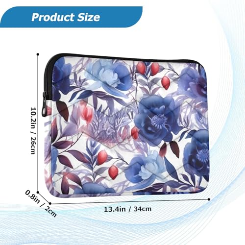 Funda para portátil 13-14 pulgadas con flores azul púrpura miniatura 3