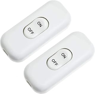 Inline Cord Switch, PLUSPOE 2-Pack On Off Button Control Lamp Appliance Switch for Bedroom Table Lamp Desk LED Lights,White