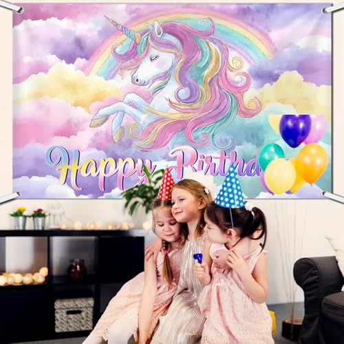 Fondo Unicornio para Fiesta de Cumpleaños 180x110 cm miniatura 7