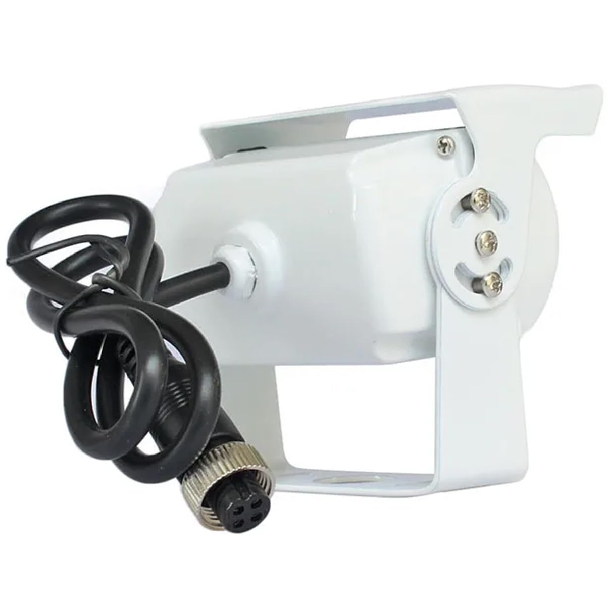 Cámara de Marcha Atrás Blanca con Cable de Aviación 4 Pines 15M Resistente, 18 LEDs IR Visión Nocturna, 12V-24V, Cámara Trasera HD Impermeable para Furgonetas, Coches, Camiones, Autobuses y Caravanas
