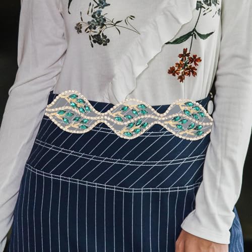 Ceinture de mariée créative en paillettes vertes et détails de feuilles ciselées - 5