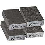 Sanding Block 4 Pieces Sanding Sponges Blocks Pads with 4 Grits (60/100/150/220) Coarse/Medium/Fine/Superfine Wet and Dry Dual-use Abrasive Pads Washable and Reusable sandpaper for Wood Walls Metal