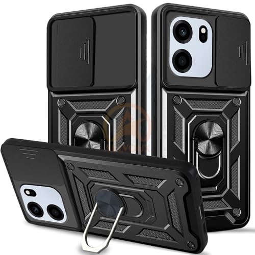 Image of Armor Bumper Back Cover Case for OnePlus Nord CE 6 5G Rotating Camera Cover, Ring Holder & Kickstand | Heavy Duty & 360 Degree Protection Back Cover for OnePlus Nord CE 6 5G (Black)