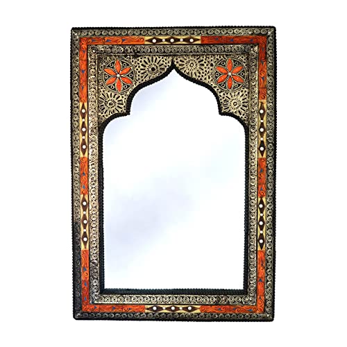 Orient - Miroir mural oriental - 40 x 60 cm - Miroir à suspendre - Marocain - Décoratif - Cadre en bois de style vintage, fabriqué à la main