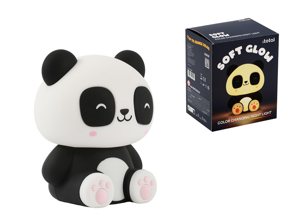 I-TOTAL - Soft Silicone LED Night Light - Rechargeable Lamp with 9 Colours, Perfect for Nursery and Relaxation (PANDASTIC)