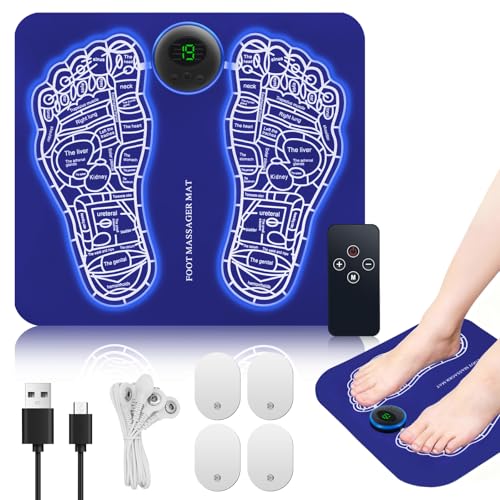 EMS Foot Massager Mat for Pain & Circulation Electric Foot Massage Pad with 8 Modes 19 Intensities Foldable Foot Massager for Soothing Massage Portable Massager for Home & Office