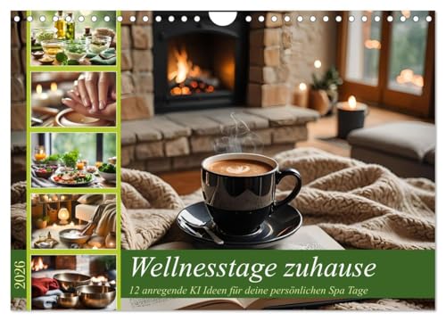 Wellnesstage zuhause - 12 anregende KI Ideen für deine persönlichen Spa Tage (Wandkalender 2026 DIN A4 quer), CALVENDO Monatskalender: Einladende Wellness-Tipps für Zuhause.