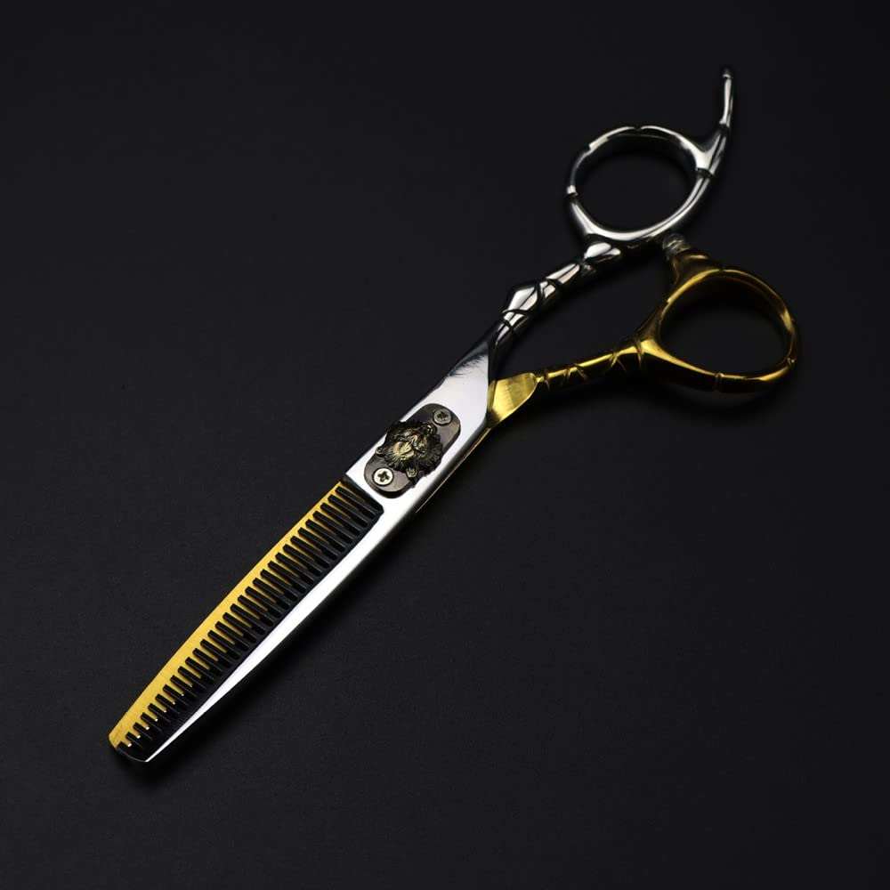 Forbici per Tagliare i Capelli， Forbici Professionali in Acciaio 440c da 6 Pollici， Forbici per Capelli， Forbici per Taglio di Capelli， Forbici per sfoltire，，Thinning Scissor-B