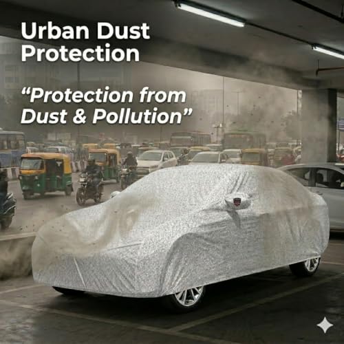 Image of Autofurnish 'Aero Series' Car Cover for Hyundai Alcazar 2021 (100% Waterproof, Triple Stitched, Bottom Elastic, Dustproof, Secure Buckle Strap,Precision-Fit & Breathable Fabric, Car Body Cover) Silver