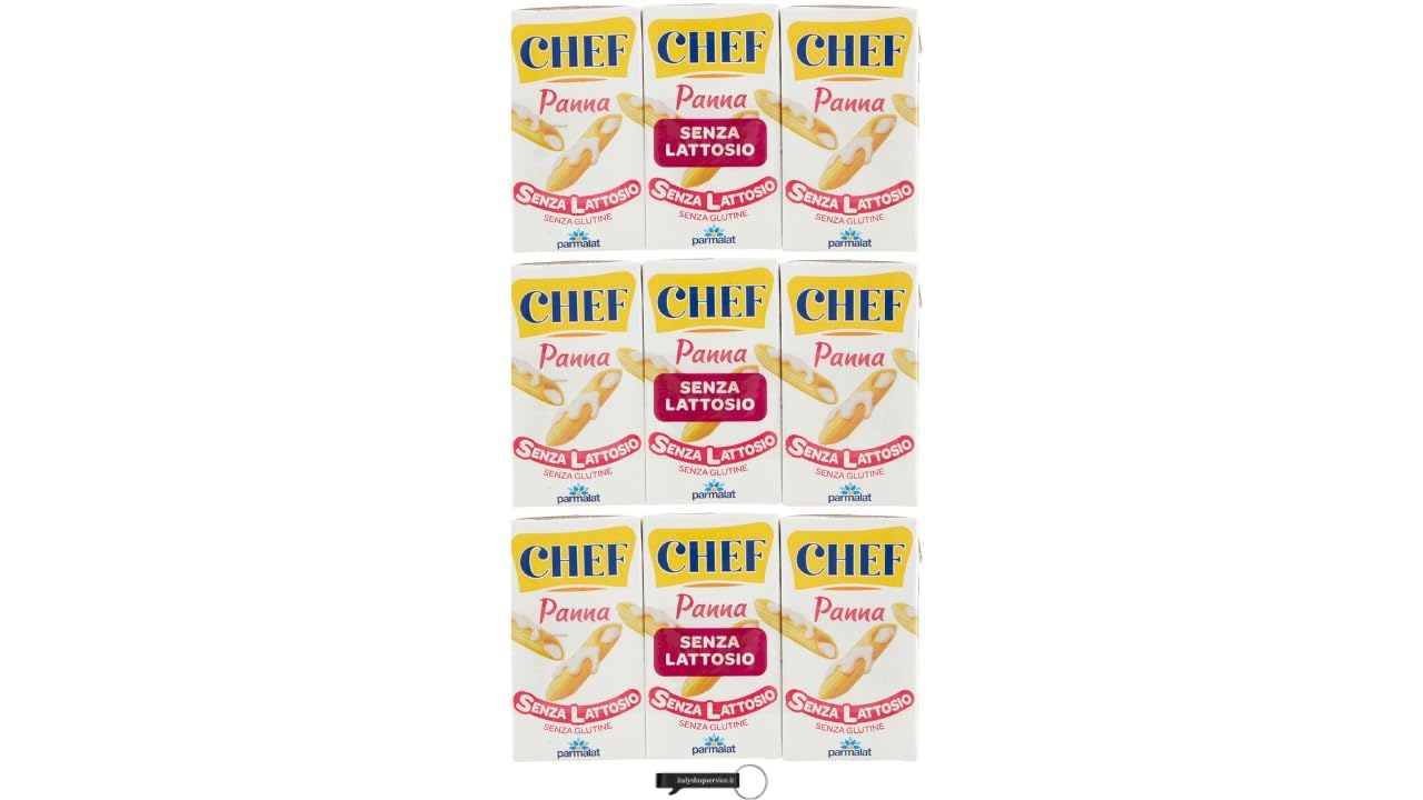 Parmalat Chef Panna da Cucina Senza Lattosio e Senza Glutine, Confezione da 3 x 3 x 125ml, con Portachiavi italy shop service