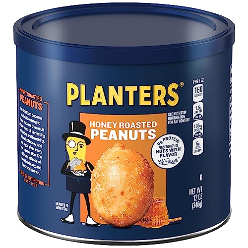 Image of PLANTERS Honey Roasted Peanuts, 12 oz Jar, Planters Honey Roasted Peanuts