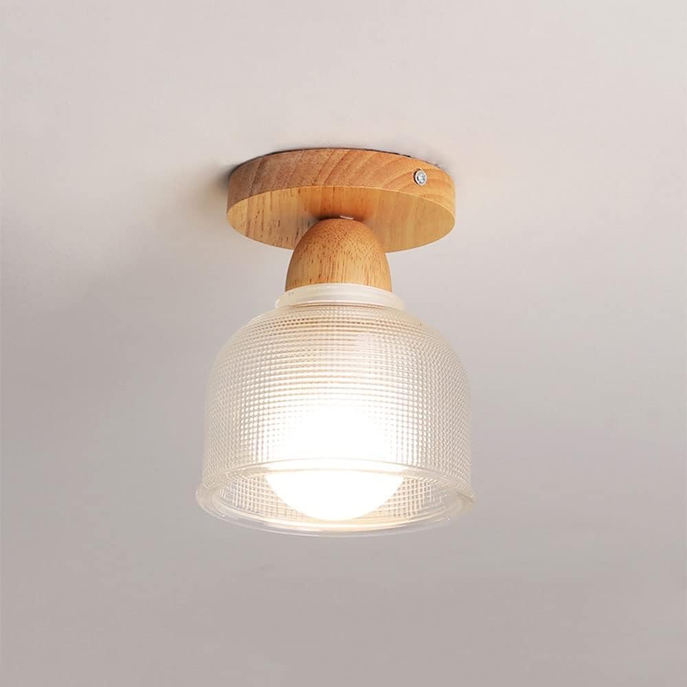 Iluminación de pasillos con plafón cilíndrico de vidrio y montura rústica 5