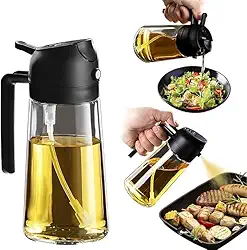 Spray e Dosador de Azeite 3 em 1 – Borrifador 500ml para Óleo, Vinagre, Molhos e Temperos | Ideal para Saladas, Churrasco, Air Fryer, Frituras – Linha Premium, Prático, Econômico e Saudável