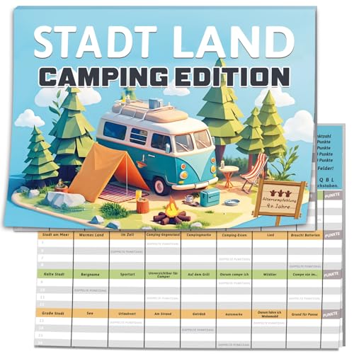 BOYATONG Stadt Land Kartenspiel Camping Edition, Geschenke für Camper...