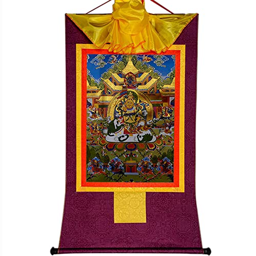 GBASDXU Budismo tibetano Thangka, Tapiz budista, thangka tibetano, buda, colgante de pared de Thangka tántrico, Vaisravana (Dios de la riqueza), tapiz de brocado de estampado en caliente