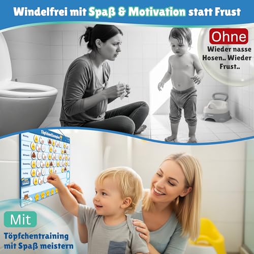 𝐋𝐨𝐠𝐢𝐌𝐞® Töpfchentraining inkl. 116 MAGNETE - Pipi und Kacka Belohnungssystem für Kinder - Kalender fürs Töpfchen Training - Toilettentraining magnetisch Klo - Toilettentrainer Toilette Kleinkind
