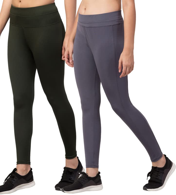 Image of BLUECON Gym wear Leggings Ankle Length Workout Pants | Stretchable Tights | Mid Waist Sports Fitness Yoga Track Pants for Girls & Women (Pack of 2)